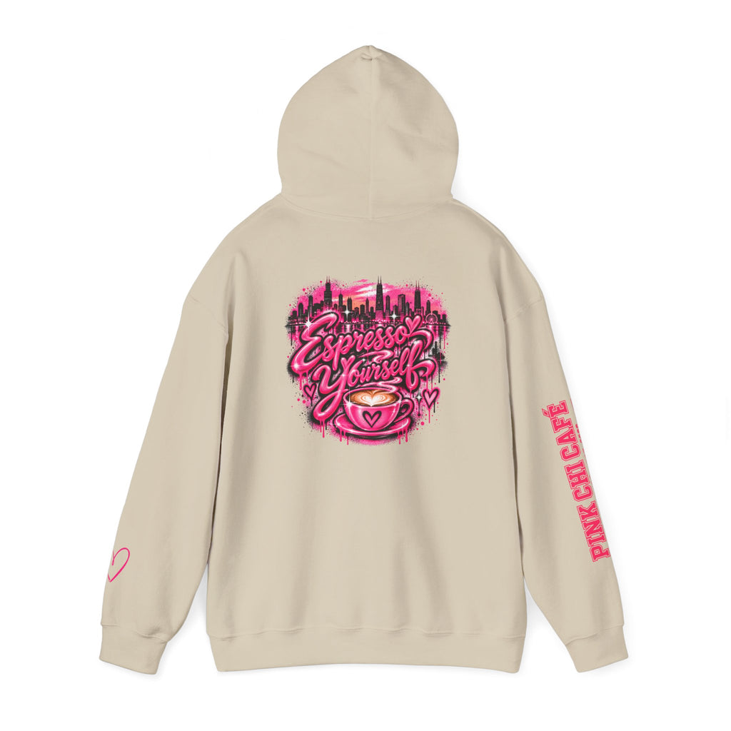 Espresso Yourself Hoodie — Pink Cafe Coffee Lover Pullover