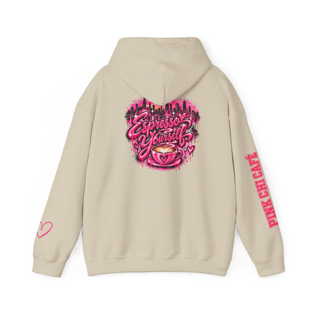 Espresso Yourself Hoodie — Pink Cafe Coffee Lover Pullover