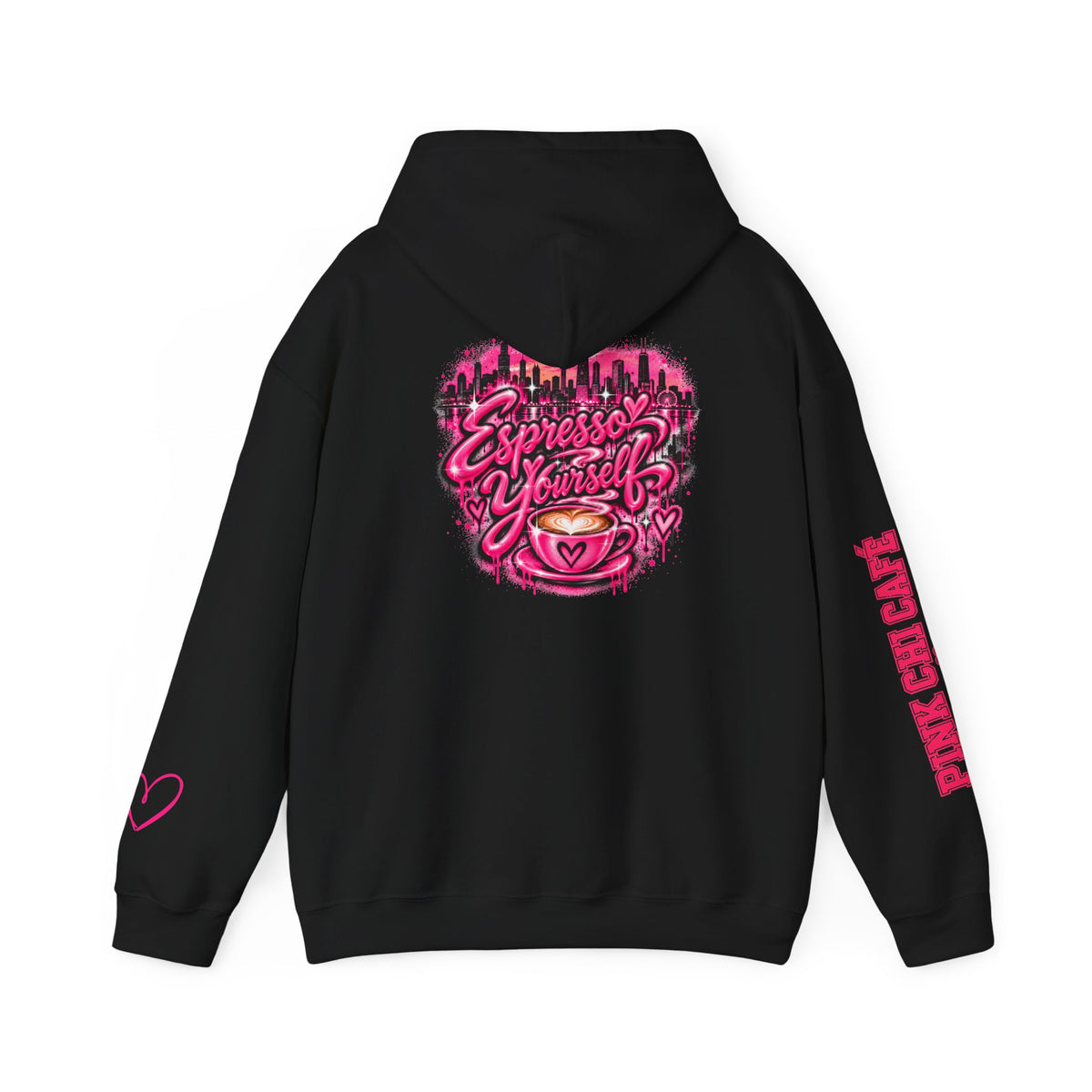 Espresso Yourself Hoodie — Pink Cafe Coffee Lover Pullover