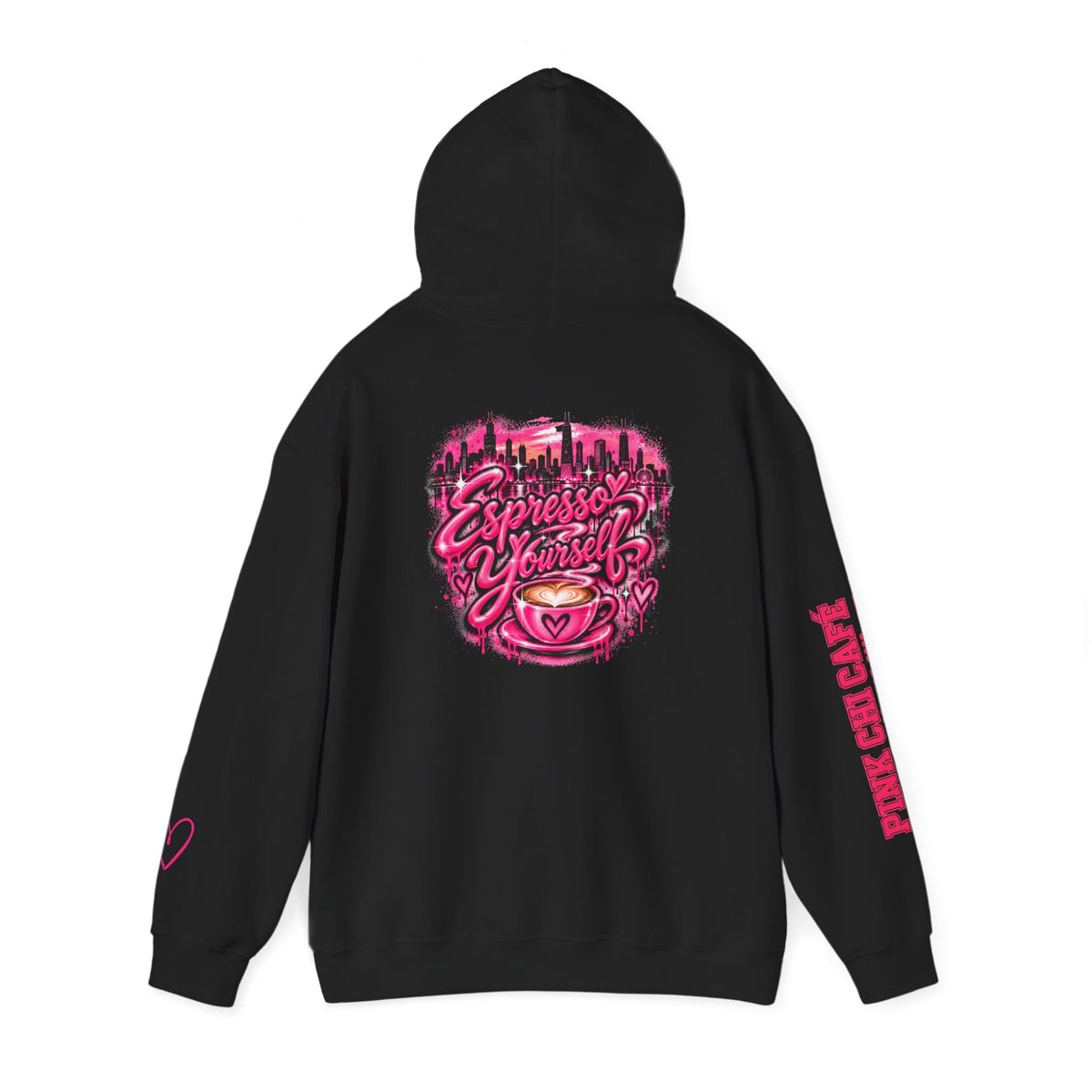 Espresso Yourself Hoodie — Pink Cafe Coffee Lover Pullover