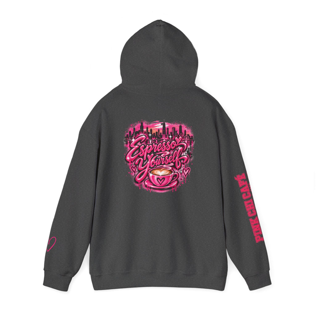 Espresso Yourself Hoodie — Pink Cafe Coffee Lover Pullover