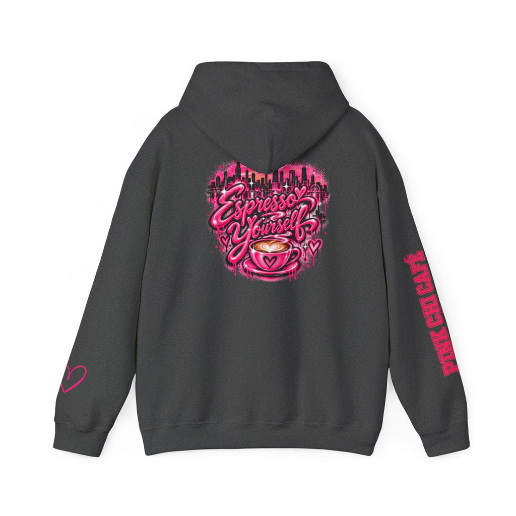 Espresso Yourself Hoodie — Pink Cafe Coffee Lover Pullover
